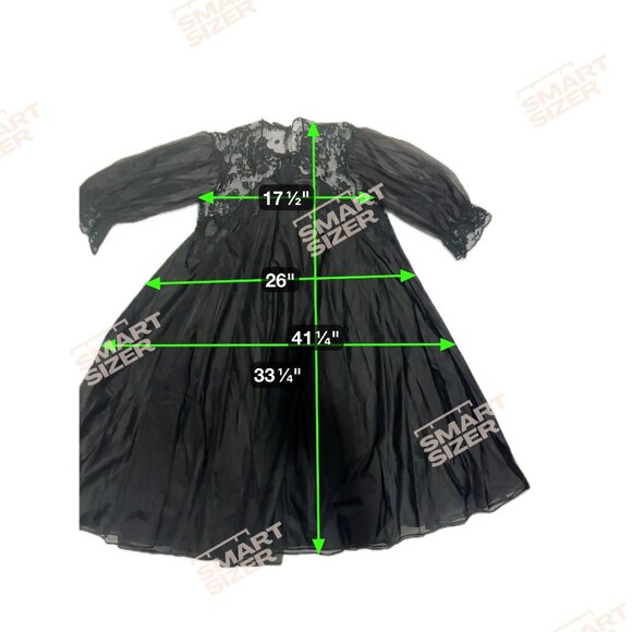 Vintage Eyeful The Flaums Small Lace Nylon Robe Cape Black Sheer Puff Sleeves - Picture 8 of 9